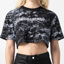 BRYNN CROP TOP WOMEN BLACK METEORITE L/G