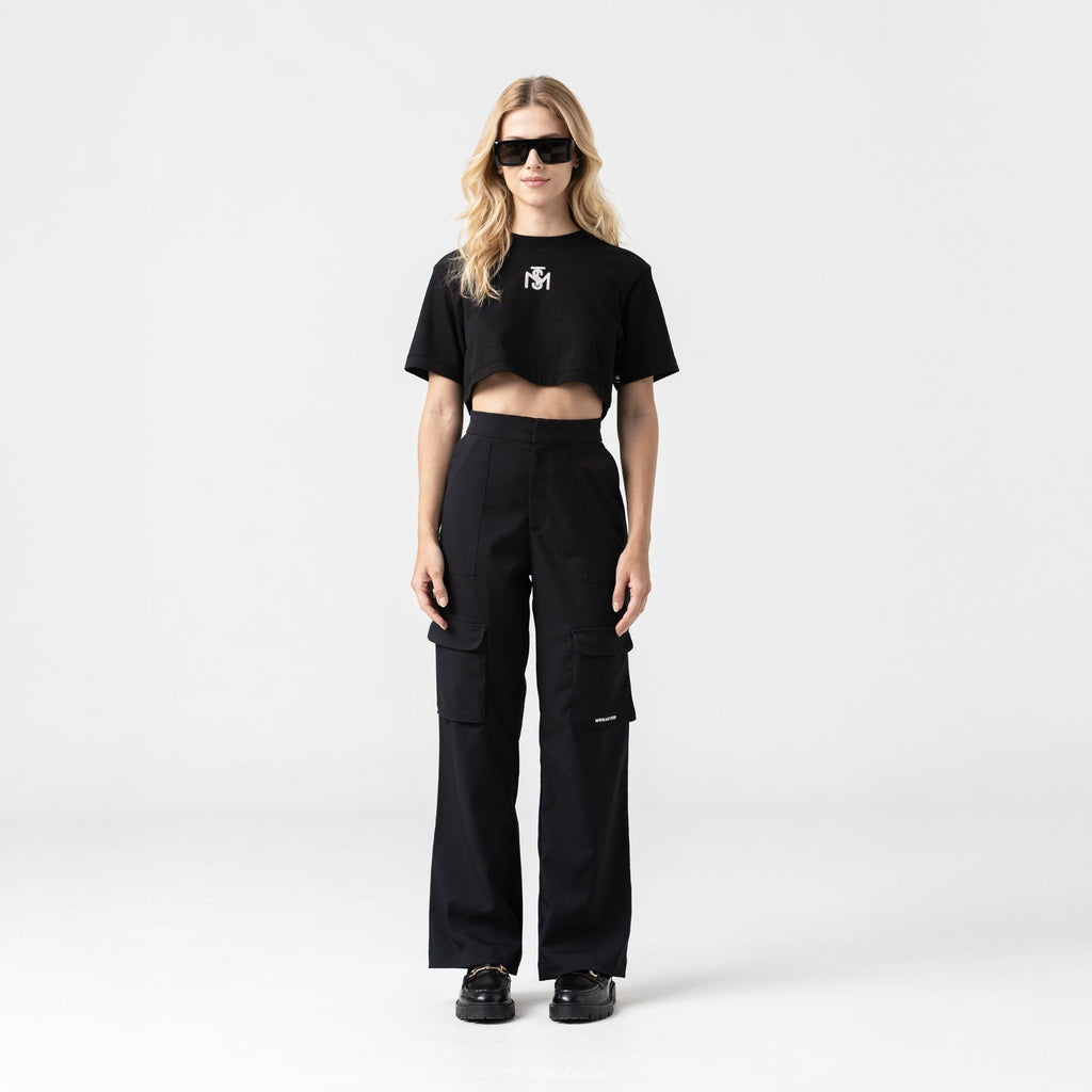OLWYN CROP TOP WOMEN BLACK METEORITE L/G