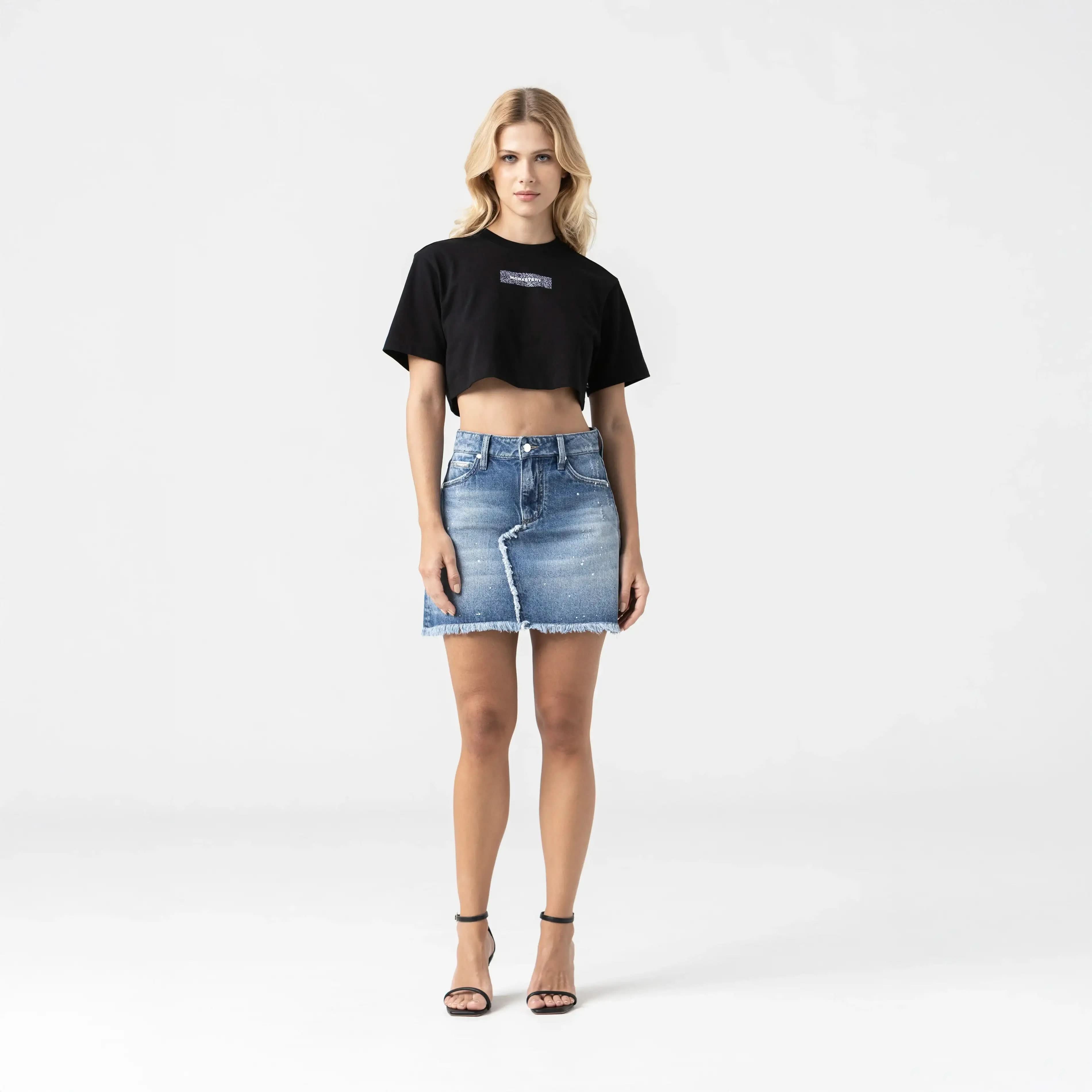 KISWA CROP TOP WOMEN BLACK METEORITE L/G