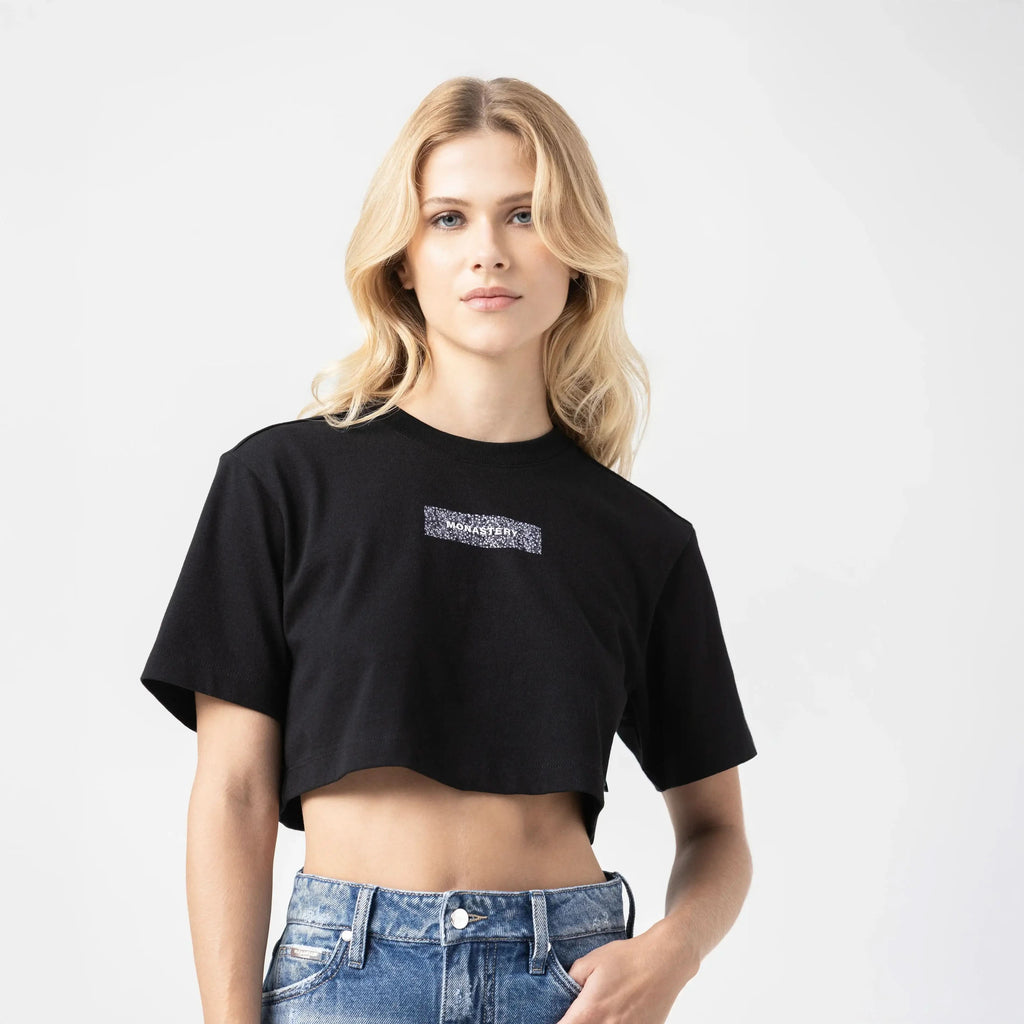 KISWA CROP TOP WOMEN BLACK METEORITE L/G