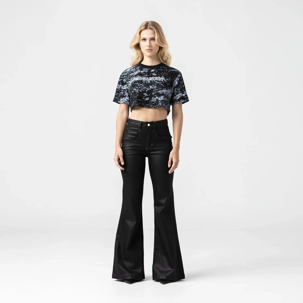 BRYNN CROP TOP WOMEN BLACK METEORITE L/G