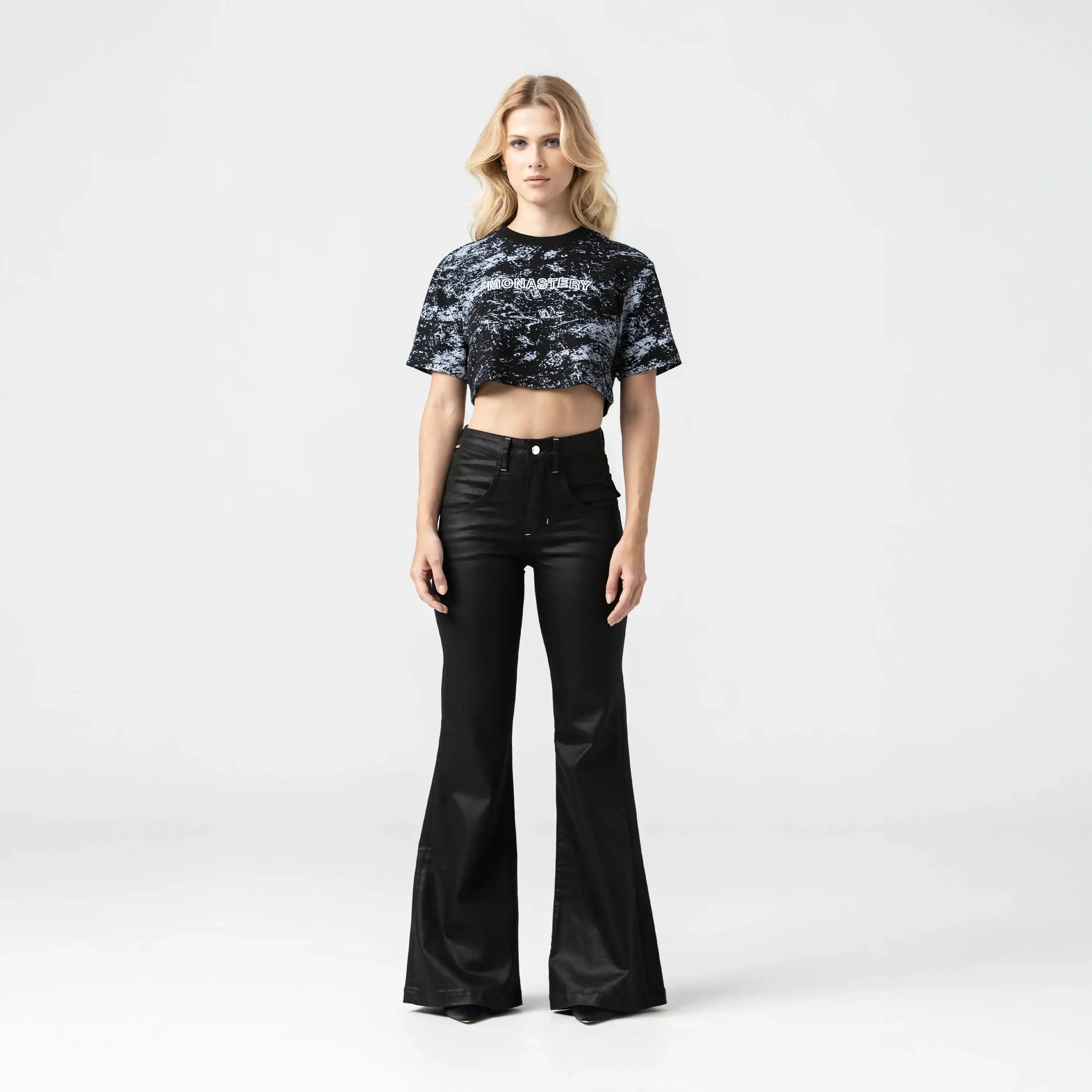 BRYNN CROP TOP WOMEN BLACK METEORITE L/G
