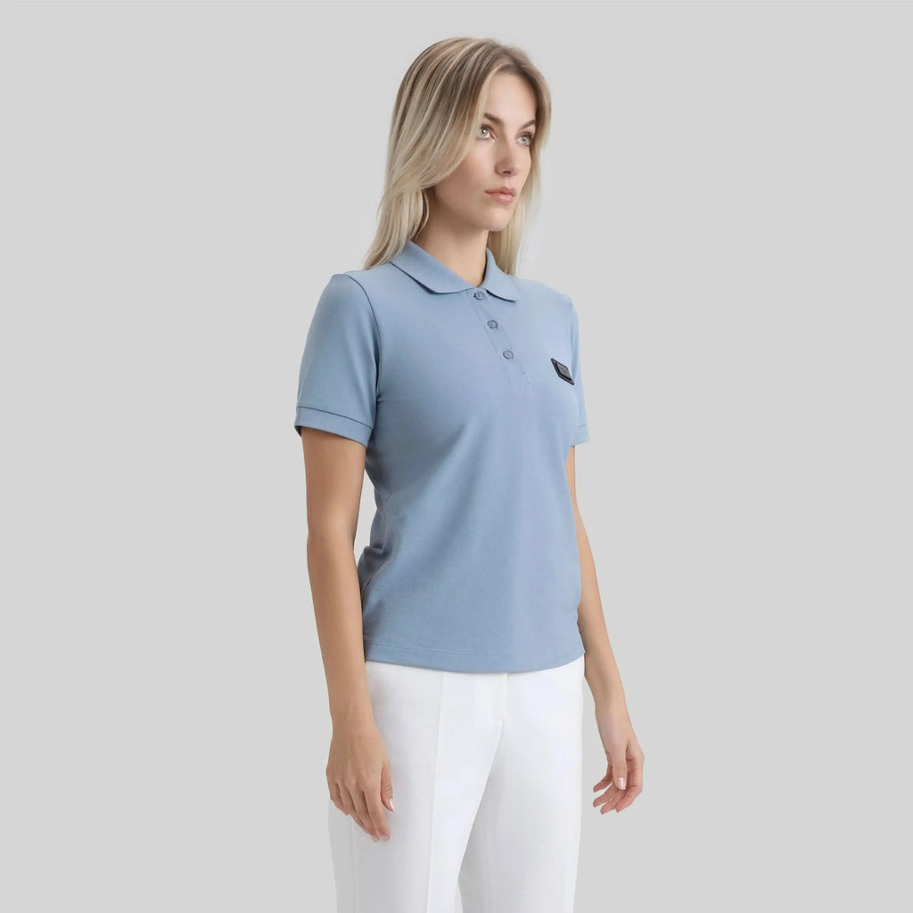 SUZUKA T-SHIRT POLO WOMEN FADED DENIM - Monastery