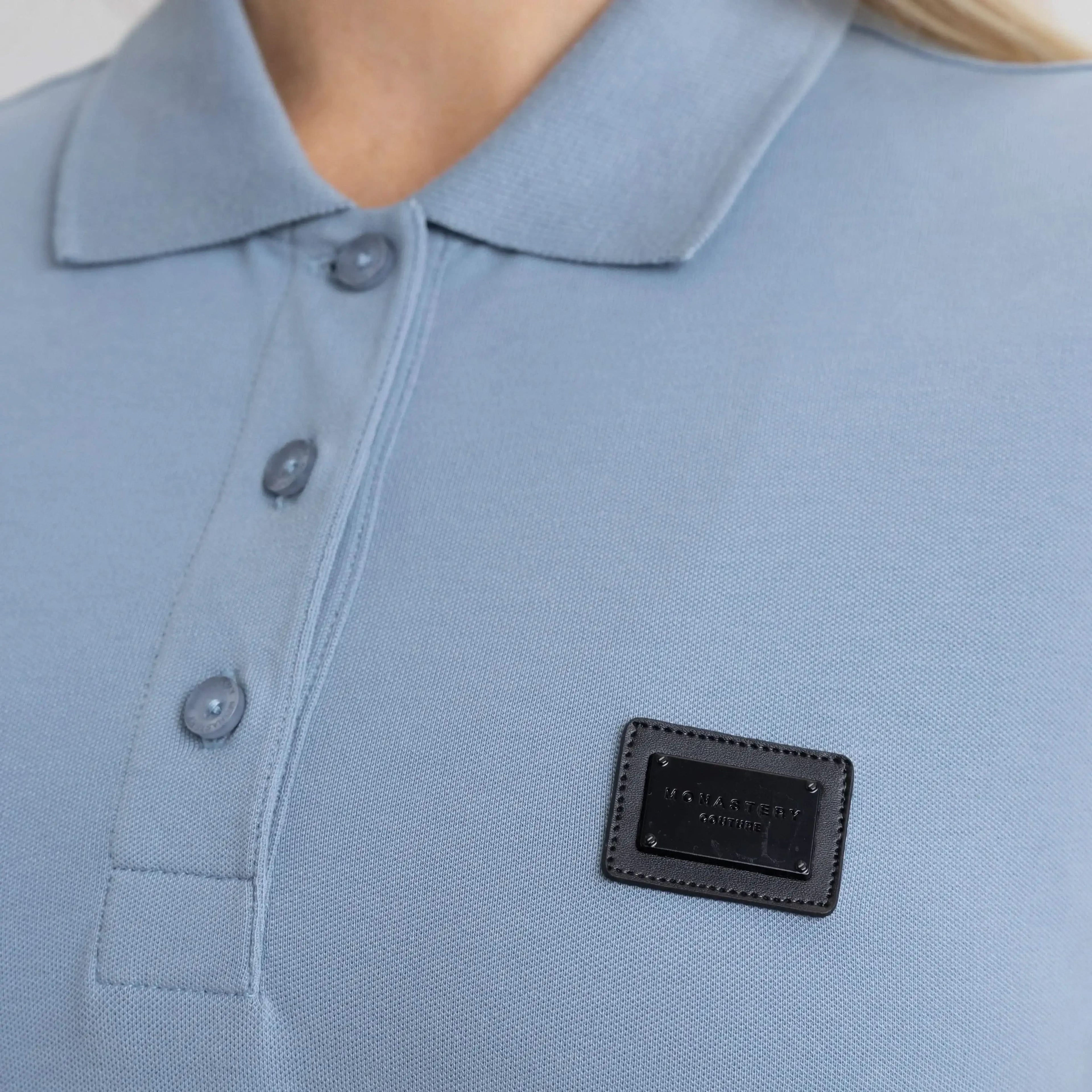 SUZUKA T-SHIRT POLO WOMEN FADED DENIM - Monastery