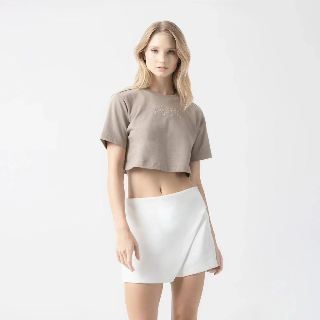 AMAL CROP TOP WOMEN TAUPE GRAY - Monastery | Tienda Oficial Colombia
