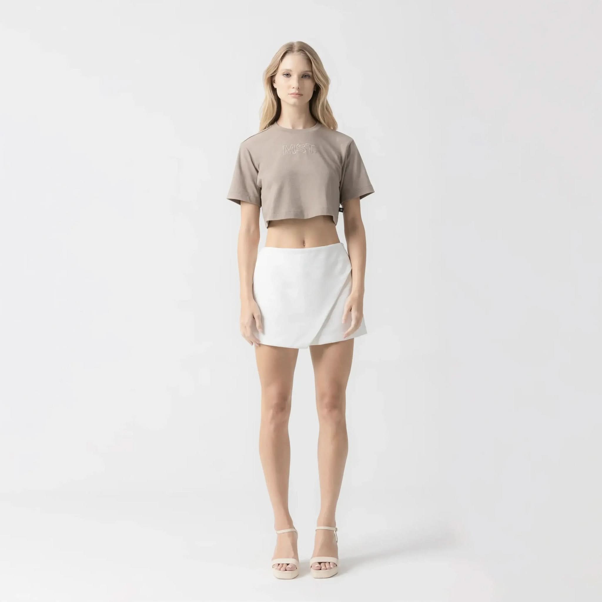 AMAL CROP TOP WOMEN TAUPE GRAY - Monastery | Tienda Oficial Colombia