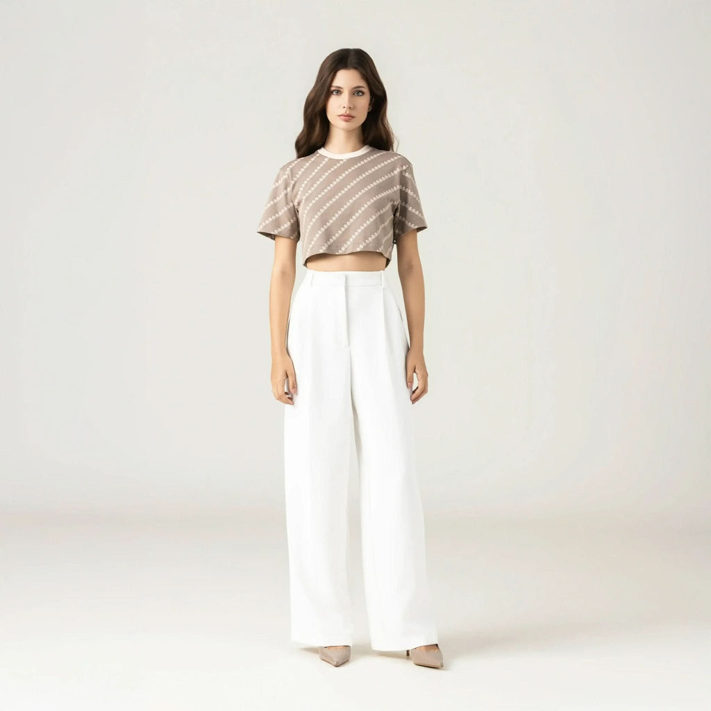 BRITANIA CROP TOP WOMEN TAUPE GRAY - Monastery | Tienda Oficial Colombia