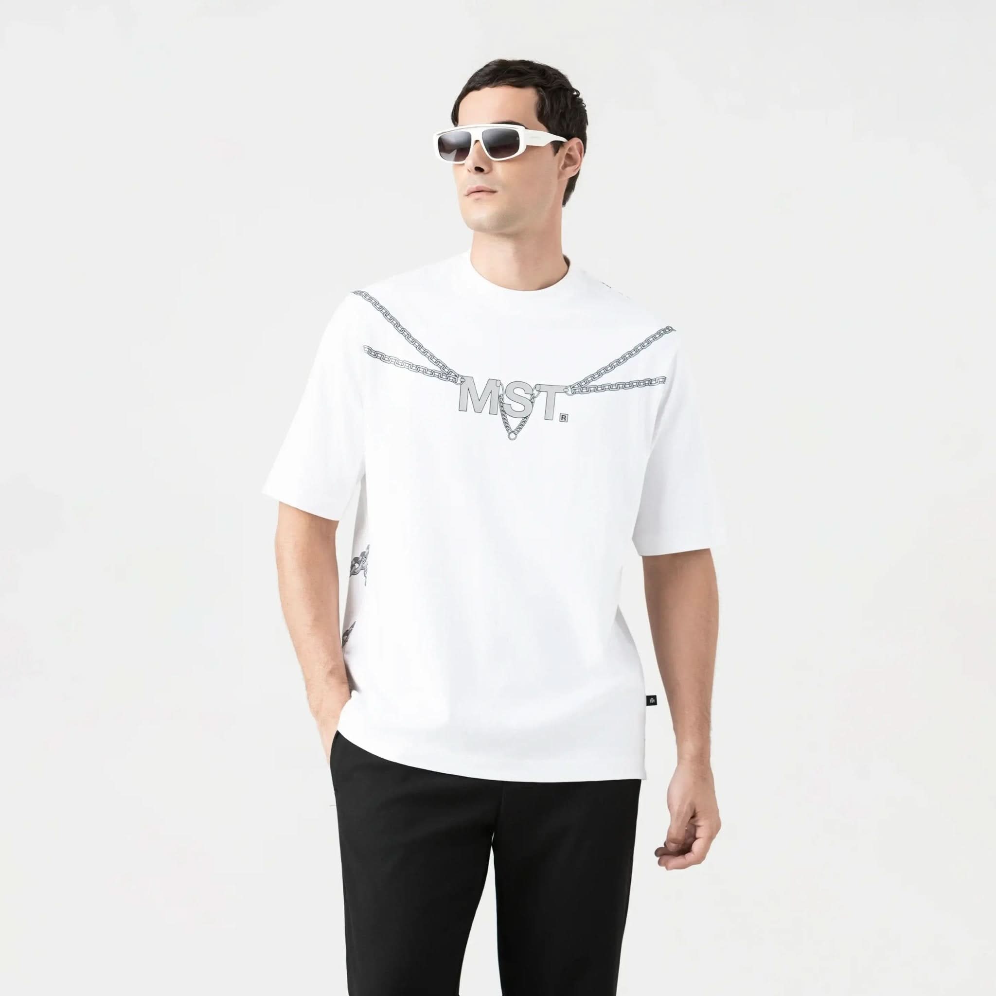 CHAINS T - SHIRT OVERSIZED MEN WHITE - Monastery | Tienda Oficial Colombia