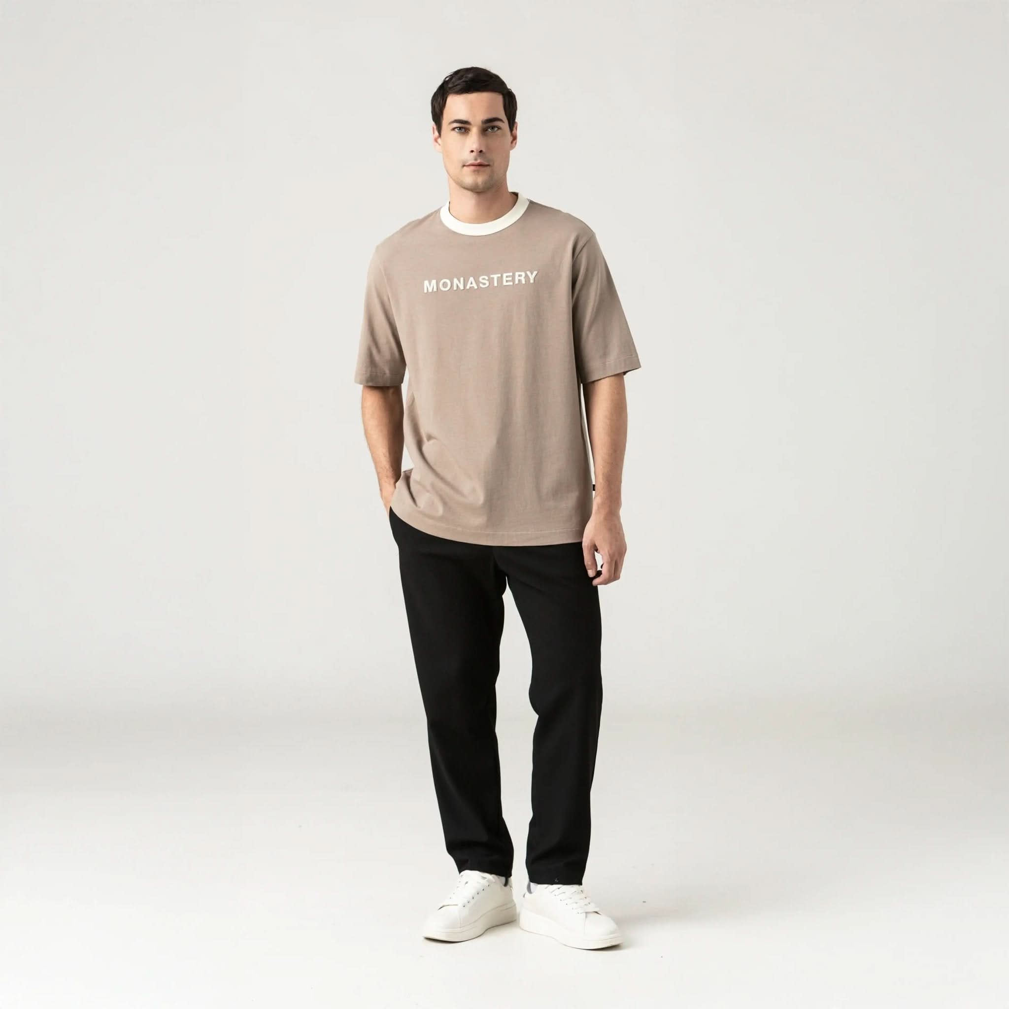 WARMBLOOD T - SHIRT OVERSIZED MEN TAUPE GRAY - Monastery | Tienda Oficial Colombia